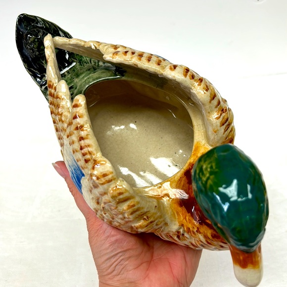 Vintage  10” ceramic mallard duck hand painted large planter Japan - Picture 7 of 10